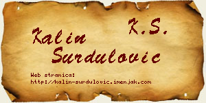 Kalin Surdulović vizit kartica